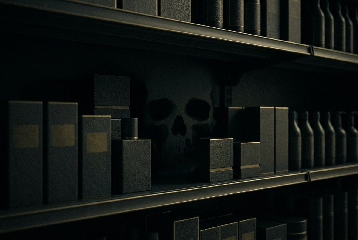 A dark supermarket aisle